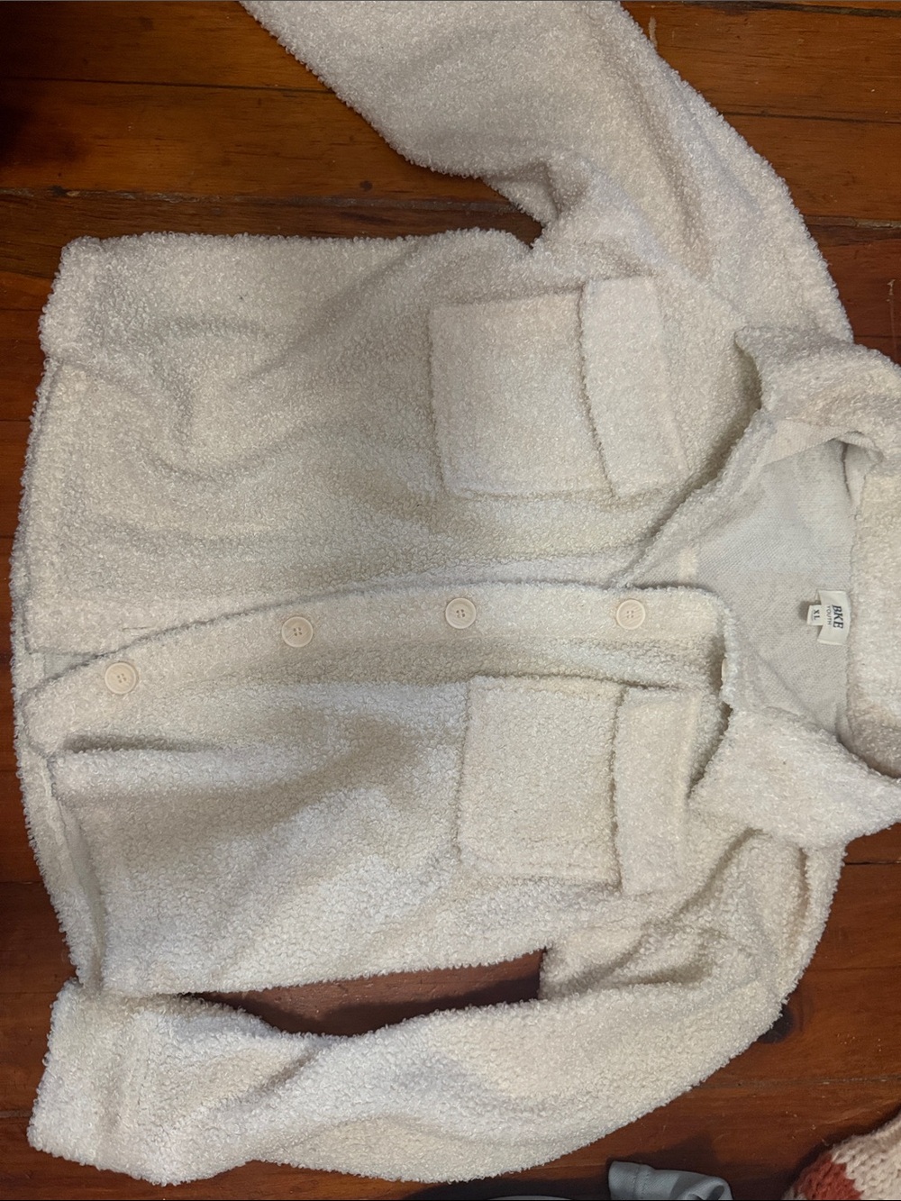 BKE Cream Sherpa Button-Front Kids Hoodie